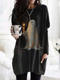 BUY 3 GET 10% OFFRetro Ghost Painting Candle Print Dress