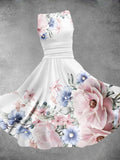 Women's Flower Art Design Midi Dress