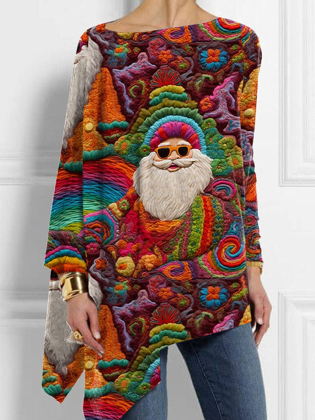 Christmas Santa Embroidery Print Casual Cloak