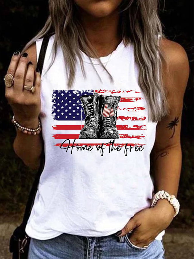 Home of Free Flag Casual Sleeveless Tank