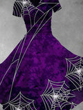 BUY 3 GET 10% OFFWomen's Vintage Spider Web Print Dress