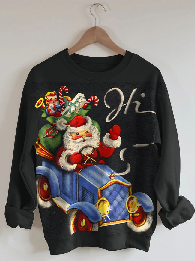 Women's Christmas Santa Print Casual Sweatshirt