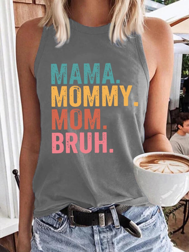 Letter Print Crew Neck Casual Tank Top