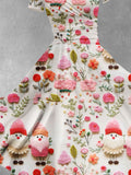 Women's Christmas Gift Santas Flower Art Design Print Maxi Dress