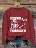 🔥HOT SALE🔥Women's Halloween There It Goes My Last Flying F*ck  Print Crew Neck Sweatshirt