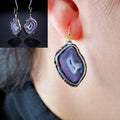 Vintage imitation amethyst agate pendant earrings