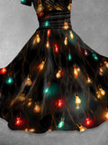 Women's  Christmas Lights Art Print Casual Dress