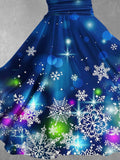 Women's Christmas Gift Christmas Shining Snowflake Neon Lights Print Design Maxi Dress