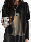 BUY 3 GET 10% OFFRetro Ghost Painting Candle Print Dress