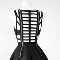 Gothic Dark Strips Bandaged Cutout Caged Dress