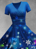 Women's Christmas Gift Christmas Shining Snowflake Neon Lights Print Design Maxi Dress