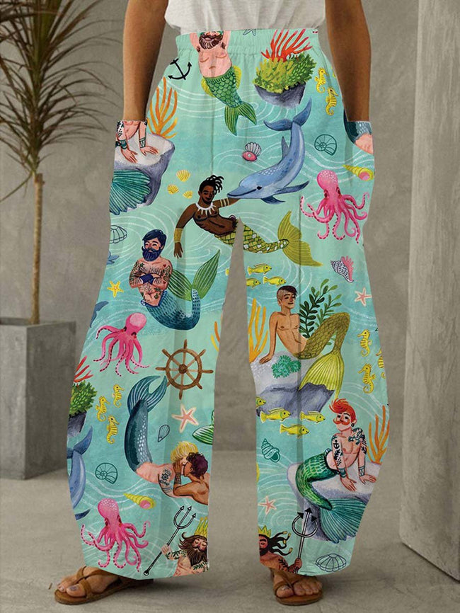 Queens of The Sea Print Pocket Lounge Pants