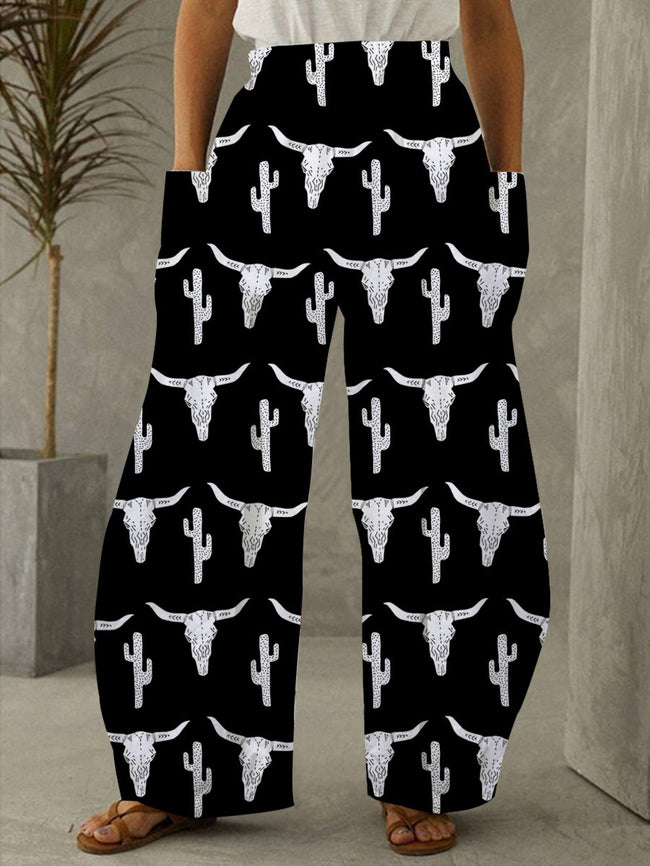 Cowgirl Style Print Pocket Lounge Pants