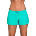 Side Slit Drawstring Solid Color Beach Shorts