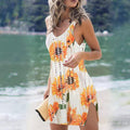 Sunflower Hollow Out Slit Crochet Cover Up