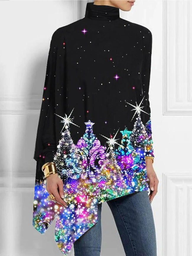 women's  vintage Printed  Long Sleeve blouse Top