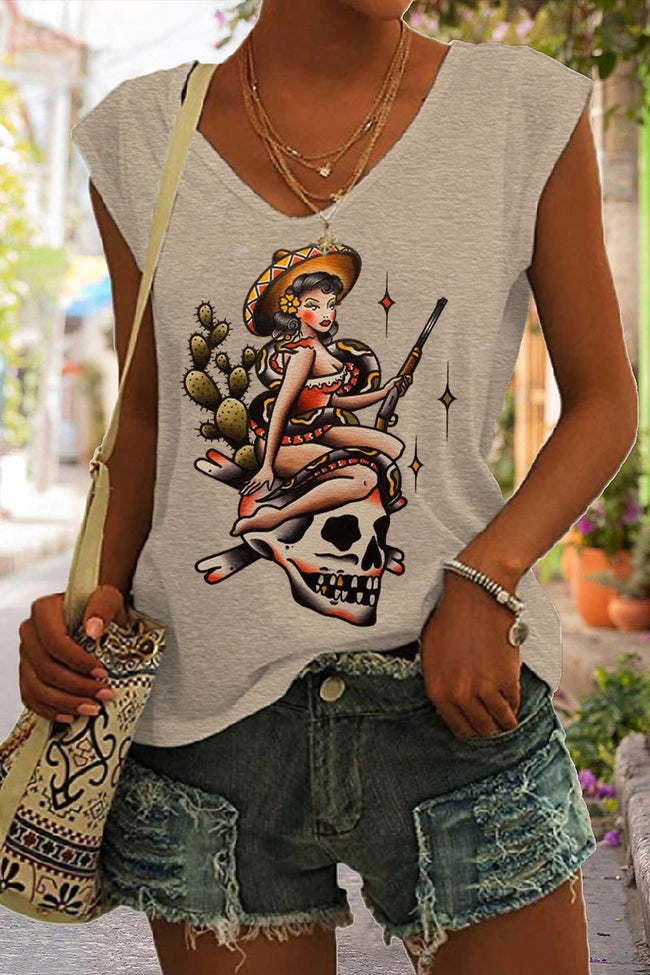 Women's Traditional Tattoo Pin Up Girl Tank Top