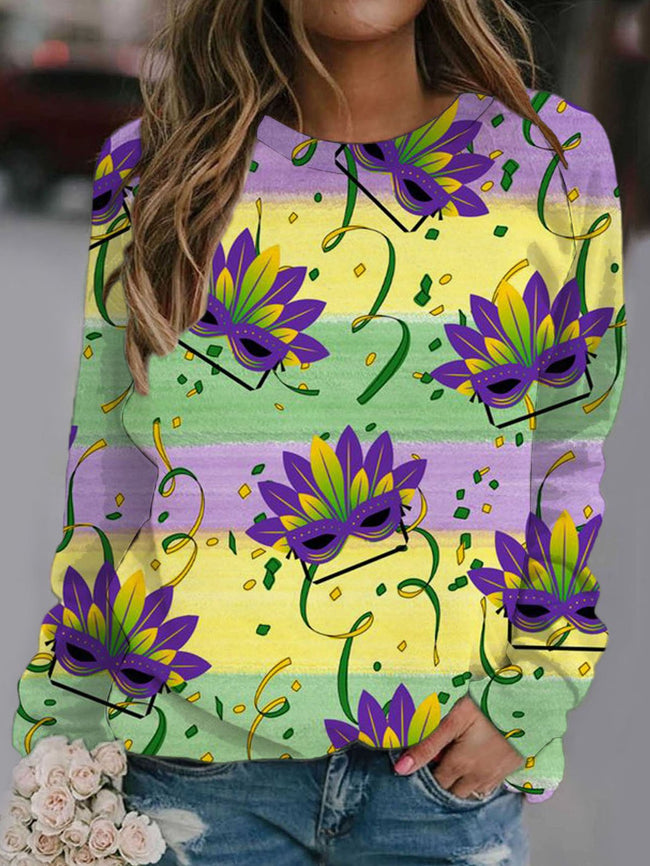 Women's  Mardi Gras Print Sweatshirt