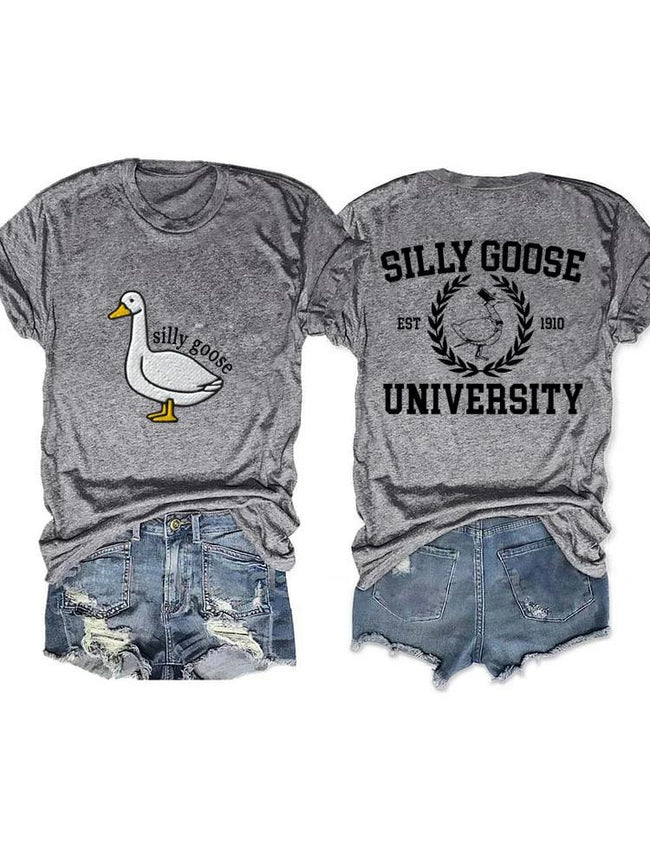 Silly Goose University Double Side Pattern T-shirt