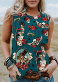 Steampunk Roses Gothic Skulls Print Tank Top