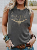 Women's Wasted On You Up Down Print Sleeveless Tank Top