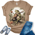 Cottagecore Aesthetic Frog Playing Instrument On Log T-Shirt