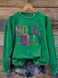 Holy Jolly Gilltter Christmas Letter Print Sweatshirt