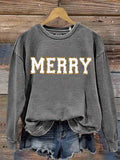 Merry Christmas Print Casual Sweatshirt