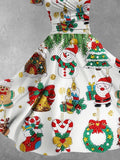 Women's Diamond Drawing Christmas Gift Santa Claus Christmas Snowman Gingerbread Cookies Christmas Tree Design Maxi Dress