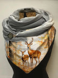 Cute Deer Autumn Halloween Print Casual Scarf