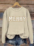 Merry Christmas Print Casual Sweatshirt