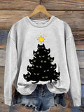 Funny Cat Christmas Print Casual  Sweatshirt