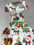 Women's Diamond Drawing Christmas Gift Santa Claus Christmas Snowman Gingerbread Cookies Christmas Tree Design Maxi Dress