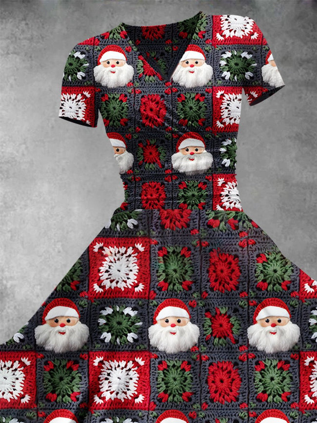 Women's Christmas Gift Santa Claus Print Design Maxi Dress