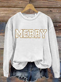 Merry Christmas Print Casual Sweatshirt