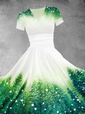 Women's Christmas Tree Forest With Snowflakes Christmas Design Maxi Dress