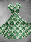 Women's St. Patrick's Day Gift Four Leaf Clover Print Design Maxi Dress