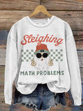 Santa Claus Christmas Math Teacher Art Design Print Casual Sweatshirt