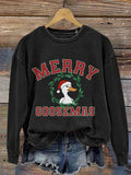 Merry Goosemas Print Casual Sweatshirt