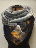 Cute Ghost with A Pumpkin Lantern Halloween Print Casual Scarf