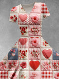 Women's Valentine's Day Gift Love Heart Flower Print Art Design Maxi Dress
