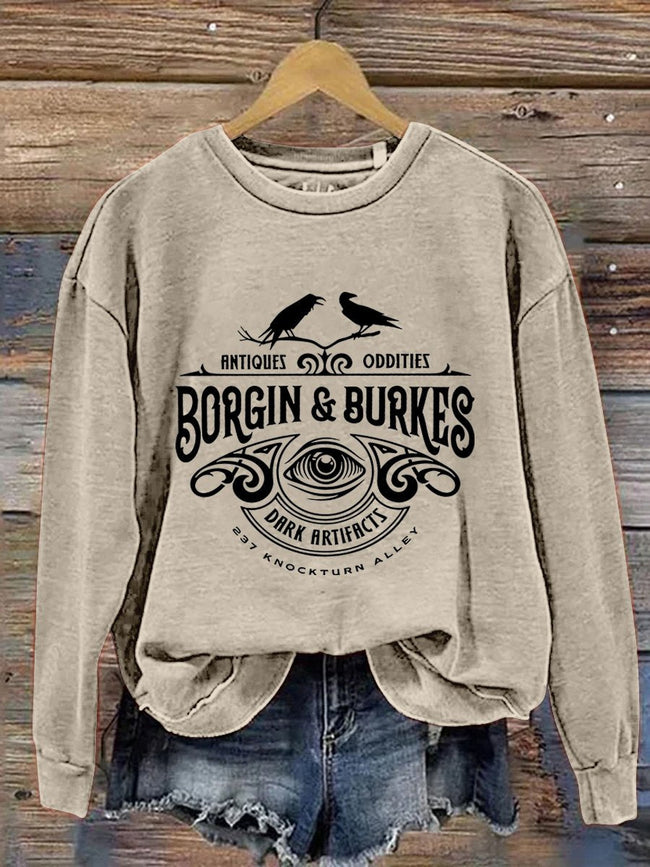 Borgin & Burkes Unusual and Ancient Wizarding Artefacts Wizard Bookish Print Casual Sweatshirt