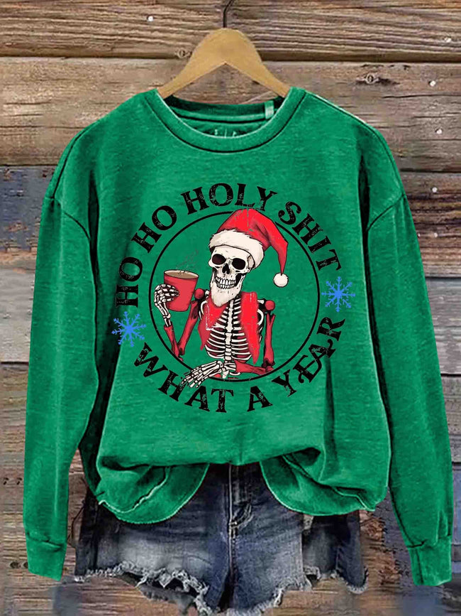 Skeleton Santa Claus Christmas Casual  Sweatshirt
