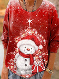 Women's Art Merry Christmas Pattern Casual Top