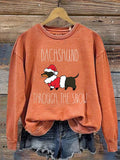 Dachshund Througa The Snow  Print Casual  Sweatshirt