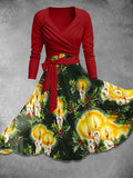 Women's Retro Christmas Print Two Piece Dress