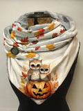 Cute Owl Pumpkin Halloween Print Casual Scarf