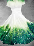 Women's Christmas Tree Forest With Snowflakes Christmas Design Maxi Dress