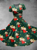 Women's Christmas Retro Funny  Print Casual Dress