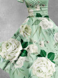 Women's St. Patrick's Day Gift Green Flower Print Design Maxi Dress